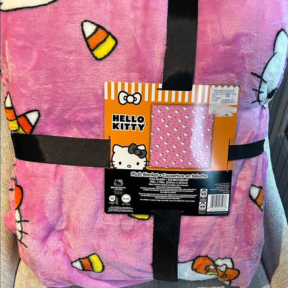 Hello Kitty Pink Candy Corn Halloween queen blanket